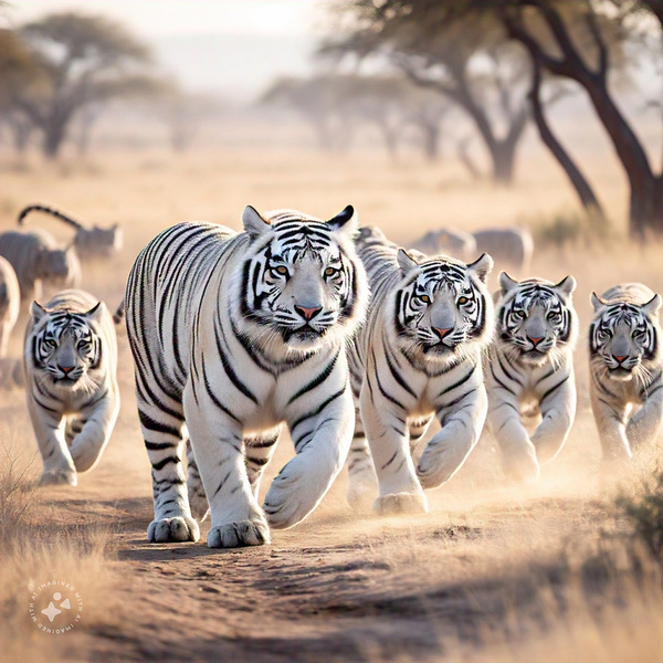 White tigers charging to the right  by SgtPro