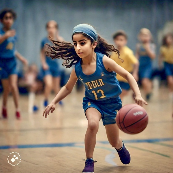 AI Girl plays basketball by SgtPro
