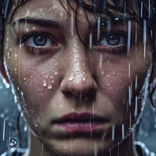 AI Girl’s face in rain by SgtPro