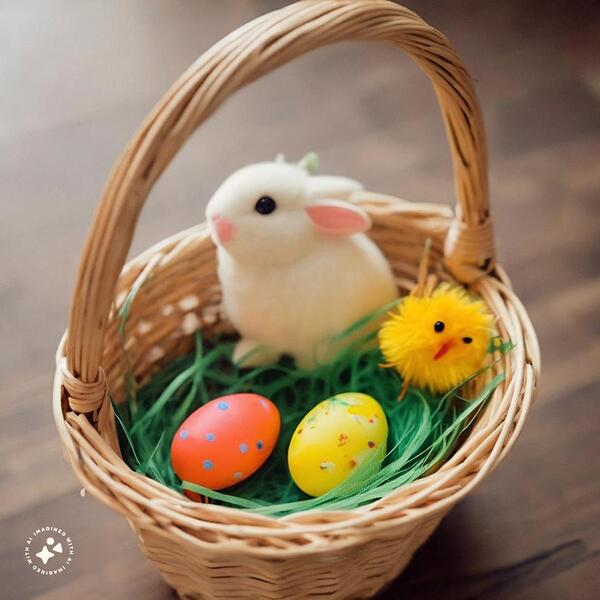 White bunny in Easter basket by SgtPro