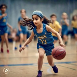 AI Girl plays basketball