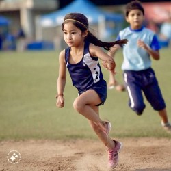 Asian girl runs bases AI