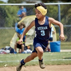 Boy running bases AI