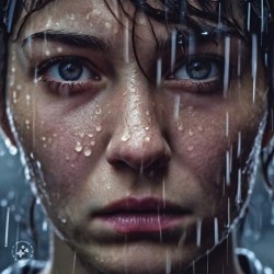 AI Girl’s face in rain
