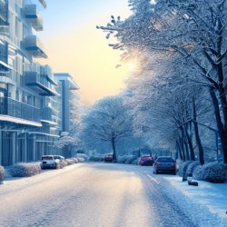 Winter on city road