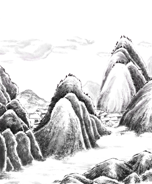 Mountain Village - Ink - no Cally by Birgit Moldenhauer