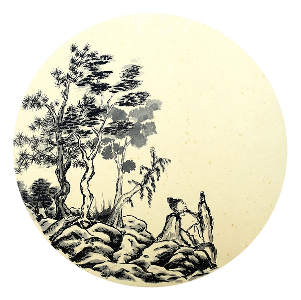 Monk Enjoing Life - round - no Cally by Birgit Moldenhauer
