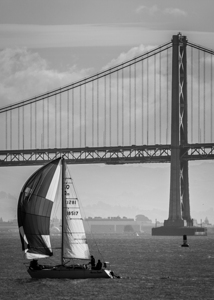 bay bridge and full sail boat  vertical 2766 Broa