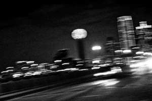 blurry downtown dallas houston viaduct  horizonta