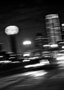 blurry downtown dallas houston viaduct  vertical