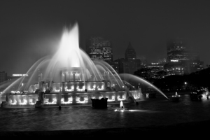 buckingham fountain at night grant park  horizont