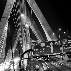 bunker hill bridge night traffic  square 45 Tobin