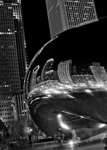 chicago skyline reflection cloud gate millennium