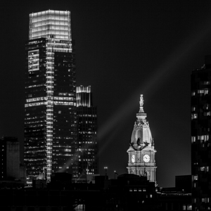 comcast tower philadelphia city hall at night  sq