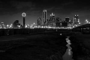 dallas tx skyline trinity river floodplain  horiz