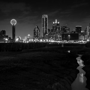 dallas tx skyline trinity river floodplain  squar