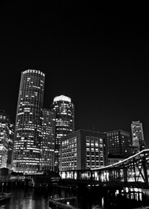 downtown boston skyline at night  vertical 4501 H
