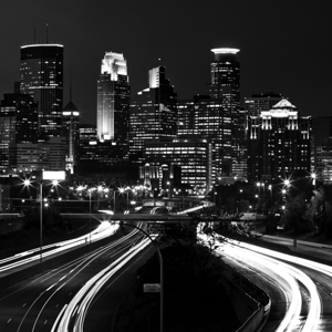 downtown minneapolis skyline at night 35w  square