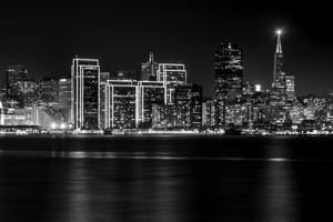 downtown san francisco skyline at night  horizont