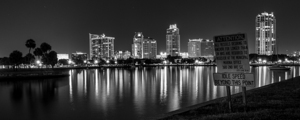 downtown st petersburg skyline at night  panorami