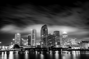 downtown tampa city skyline at night  horizontal