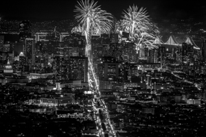 fireworks san francisco skyline night  horizontal