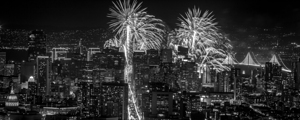 fireworks san francisco skyline night  panoramic