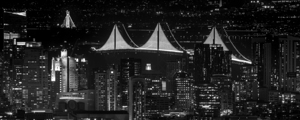 fully illuminated bay bridge night  panoramic 294
