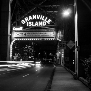 granville island sign at night  square 321 Granvi