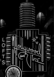 hollywood and vine neon sign  vertical 2614 Vine