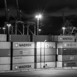 maersk shipping containers at night  square 2692