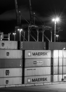 maersk shipping containers at night  vertical 269