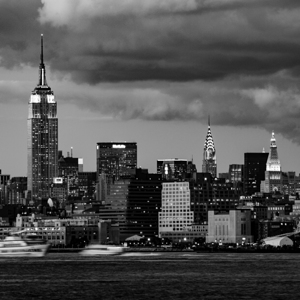 midtown manhattan skyline at dusk  square 371 Mid