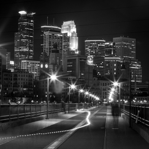 minneapolis skyline from stone arch bridge  squar