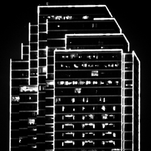 neon green outline bank of america building  squa