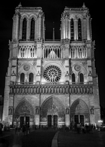 paris notre dame cathedral at night  vertical 345