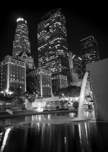 pershing square LA skyline at night  vertical 259