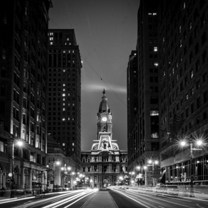 philadelphia city hall from broad street  square