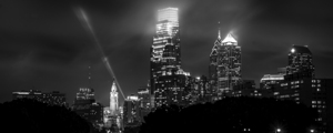 philadelphia skyline at night from art museum  pa