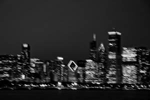 prudential portiong chicago skyline blurry  horiz