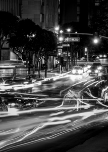 rush hour traffic on wilshire boulevard  vertical