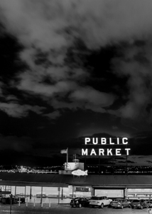 seattle public market sign at night  vertical 300