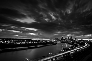 st paul minnestota city skyline at night  horizon