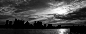 sunset behind boston skyline  panoramic 1248 Dram