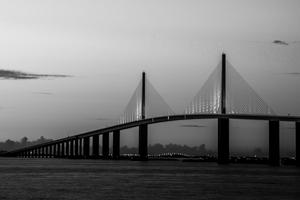 sunshine skyway bridge over tampa bay at dusk  ho