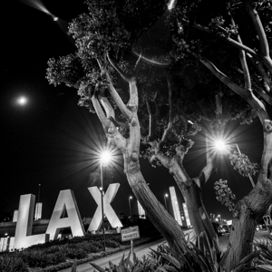 the LAX sign at night  square 2176 Lax 13k