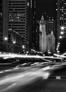 traffic on michigan avenue at night  vertical 120
