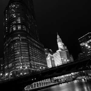 trump tower wrigley building at night  square 121