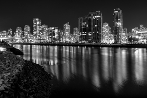 vancouver skyline at night false creek  horizonta