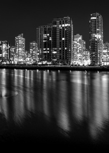 vancouver skyline at night false creek  vertical